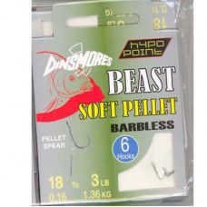 BEAST SOFT PELLET SIZE 18 BARBLESS RIG Pack of 6 DINSMORES