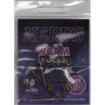 NERUS SEA HOOKS WORM SIZE 1/0 ( pack of 10 hooks )