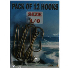 Eyed SEA Fishing Hooks Size 1-0 pack of 12