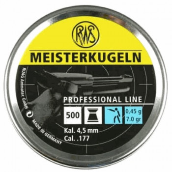 RWS meisterkugeln flat head .177 calibre air pistol pellets light .45gms, 7.00 grains recommended for pistols 4.50mm